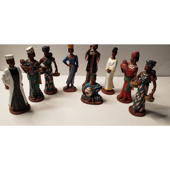 Vintage African Figurines (9 Pieces) - Picture 2 of 9